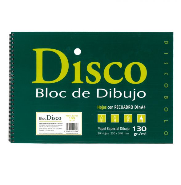 BLOC DIBUJO FOLIO C/RECUADRO ESPIRAL DISCO 170 - Vistalegre